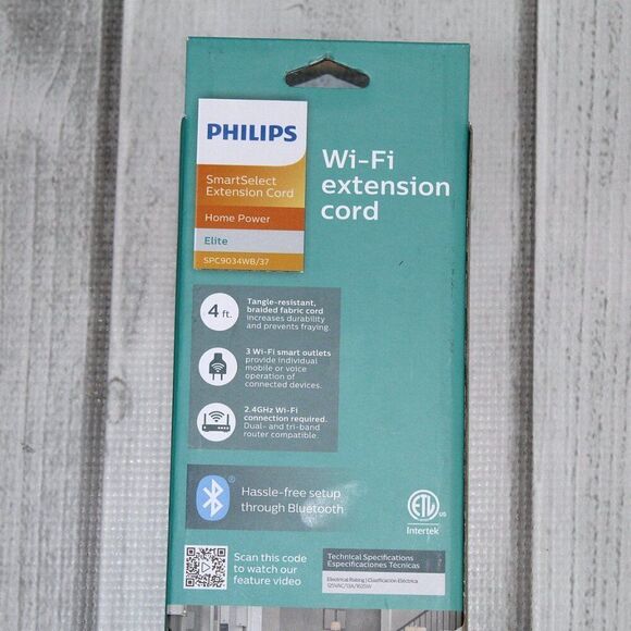 NEW Philips 4' Smart Plug 3-Outlet Extension Cord - White - Picture 4 of 4